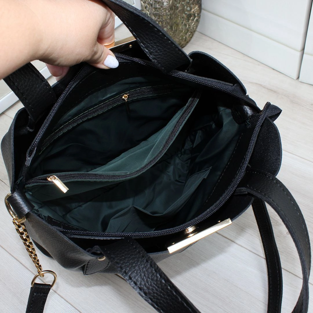 Сумка чорна класична універсальна для мінімалістки